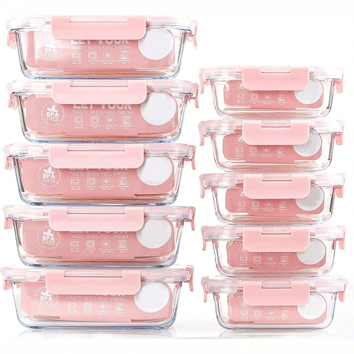 Meal Prep List - 10팩 유리 밀프렙 용기, 뚜껑이 있는