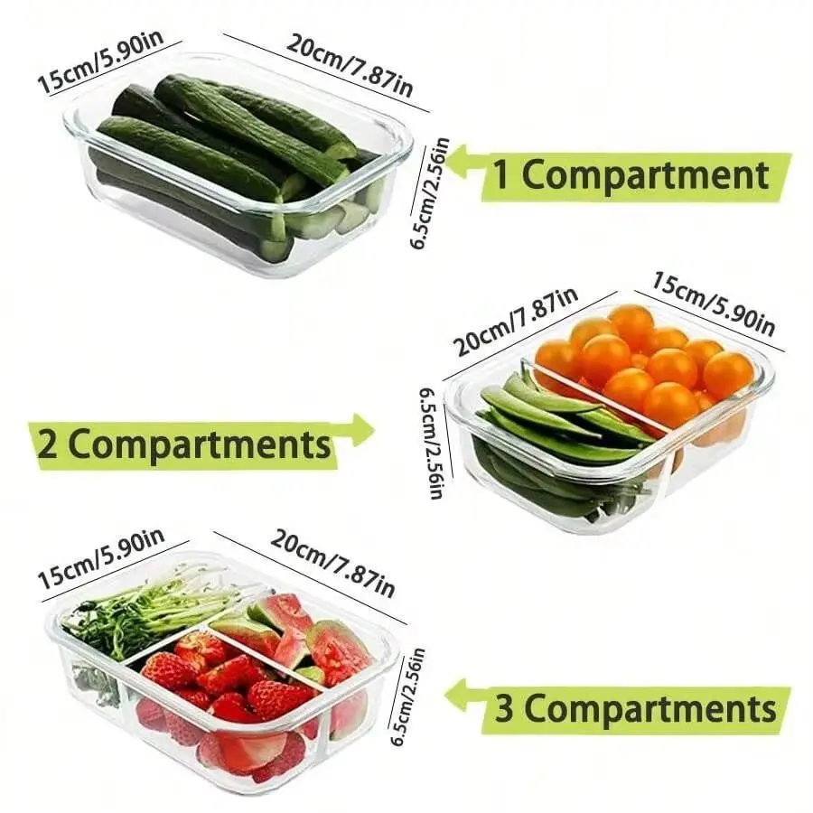 Meal Prep Glass Containers - yesGlass 뚜껑이 있는 식품 저장 용기,