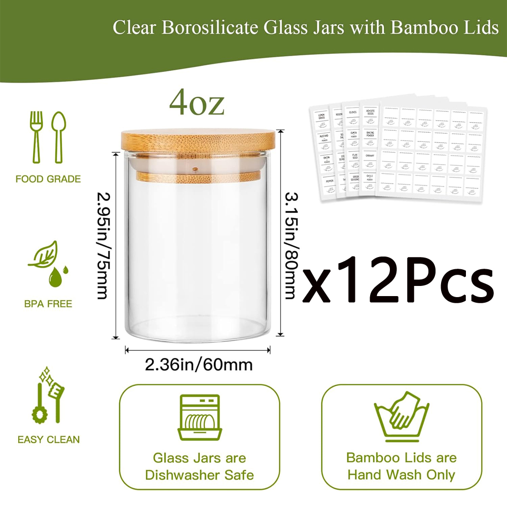 대나무 뚜껑이 있는 4온스 유리 양념 항아리 나무 밀폐 - Meal Prep Glass Containers 리뷰 및 가격