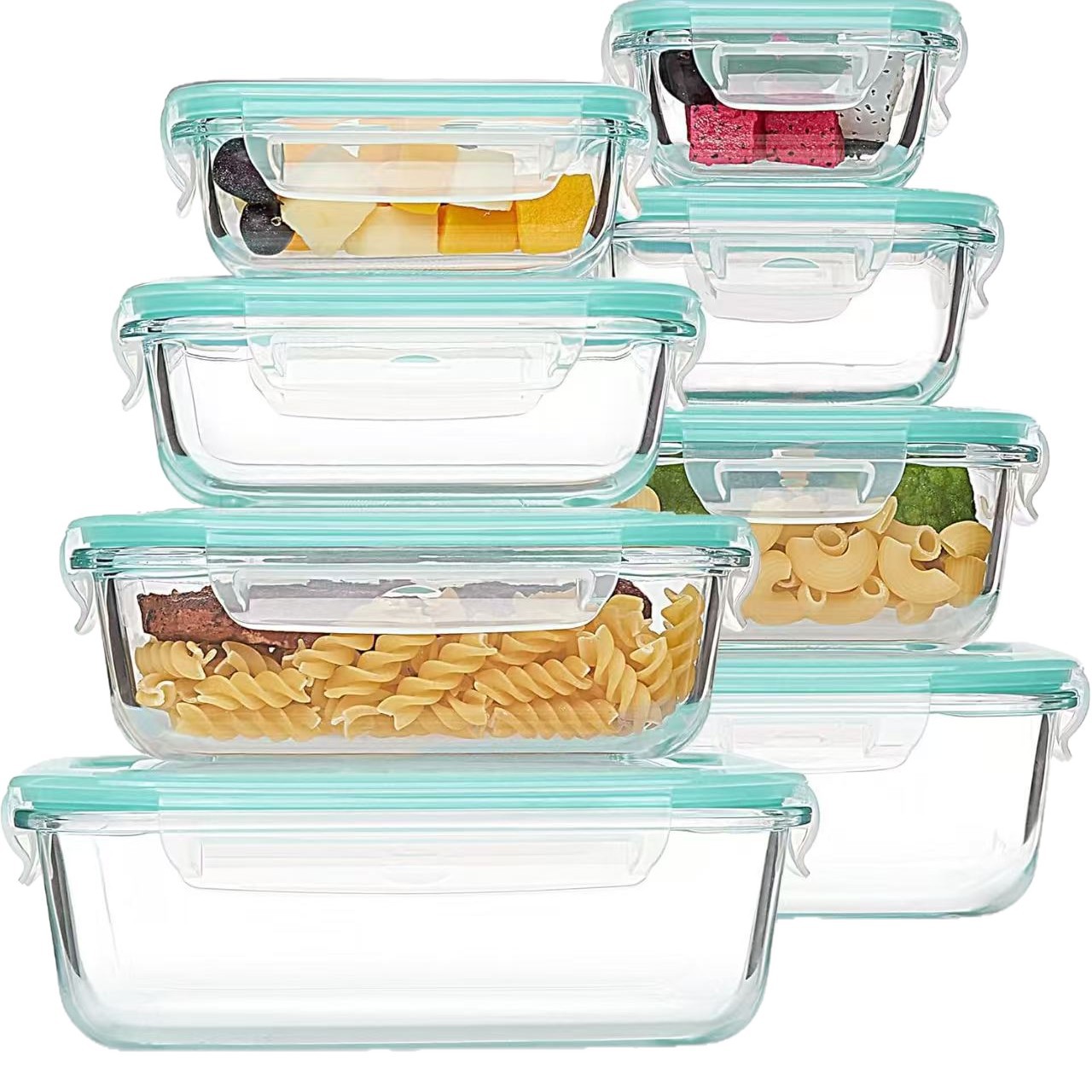 8피스 유리 도시락 및 보관 세트, 뚜껑이 있는 붕규산 - Meal Prep Glass Containers 리뷰 및 가격