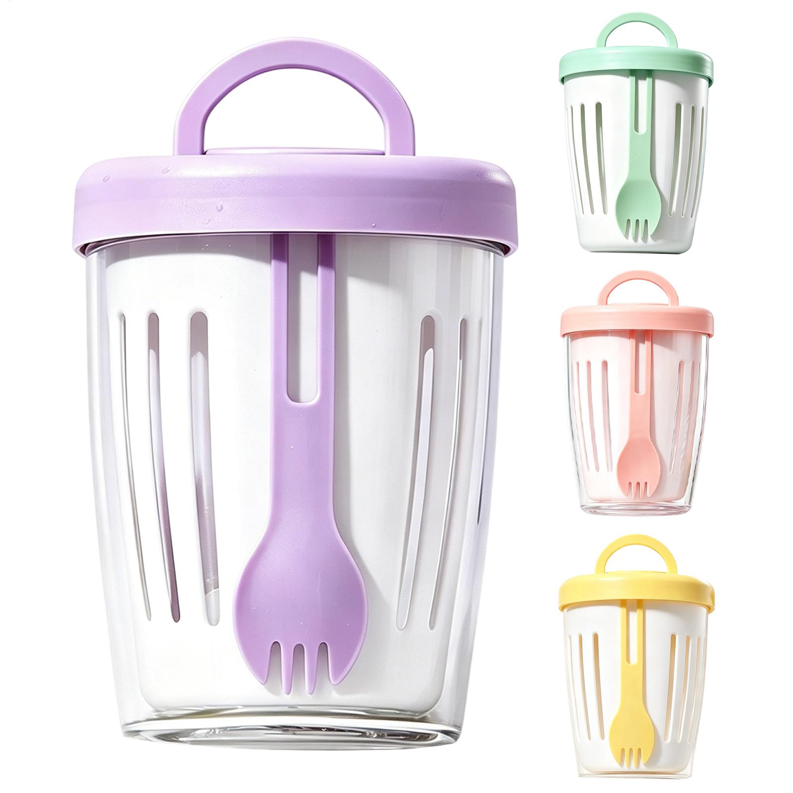 뚜껑이 있는 요구르트 컵 이중벽 샐러드 컵 포크와 손잡 - Meal Prep Glass Containers 리뷰 및 가격