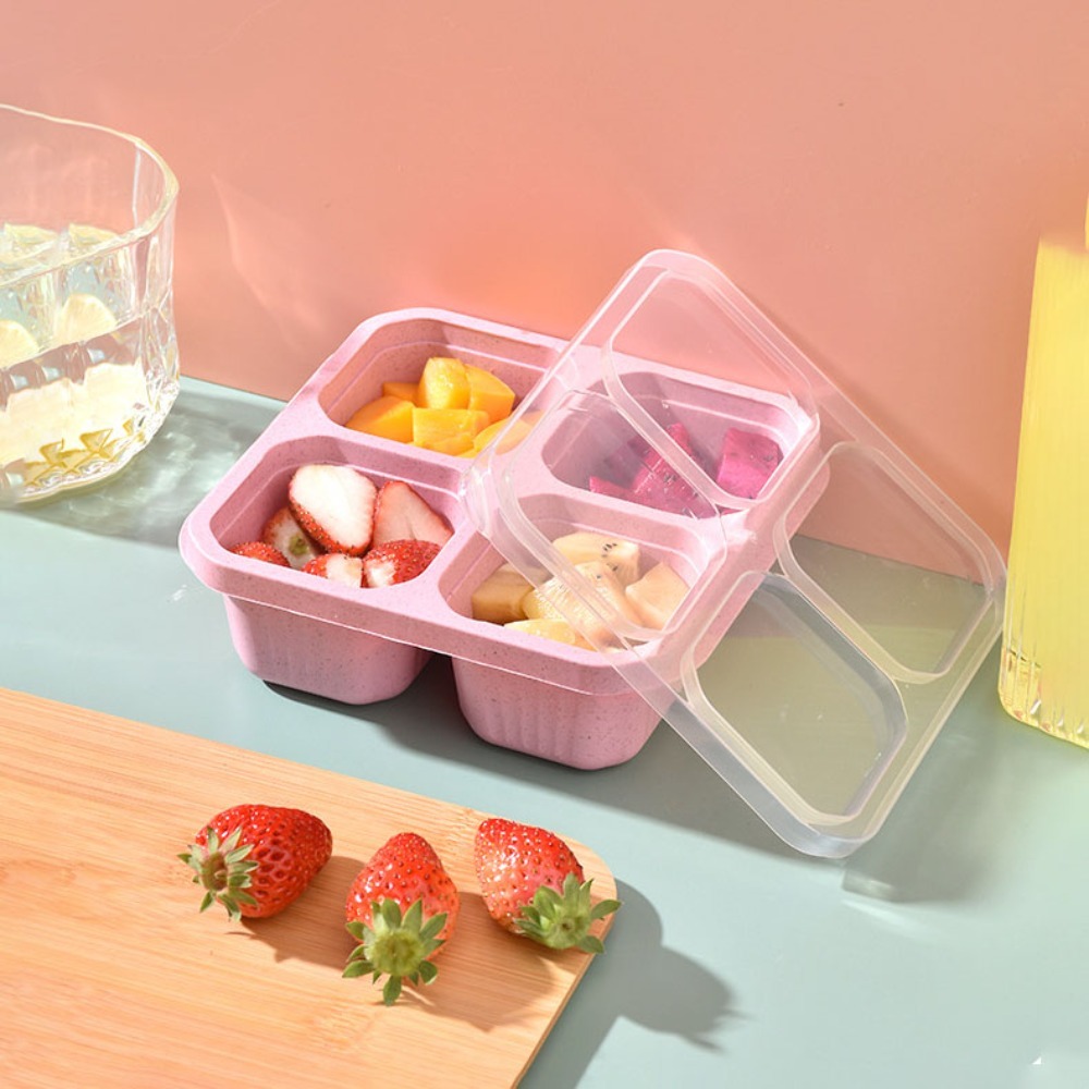 1개 재사용 가능한 밀짚 소재 4칸 음식 용기(뚜껑 포 - Meal Prep List 리뷰 및 가격