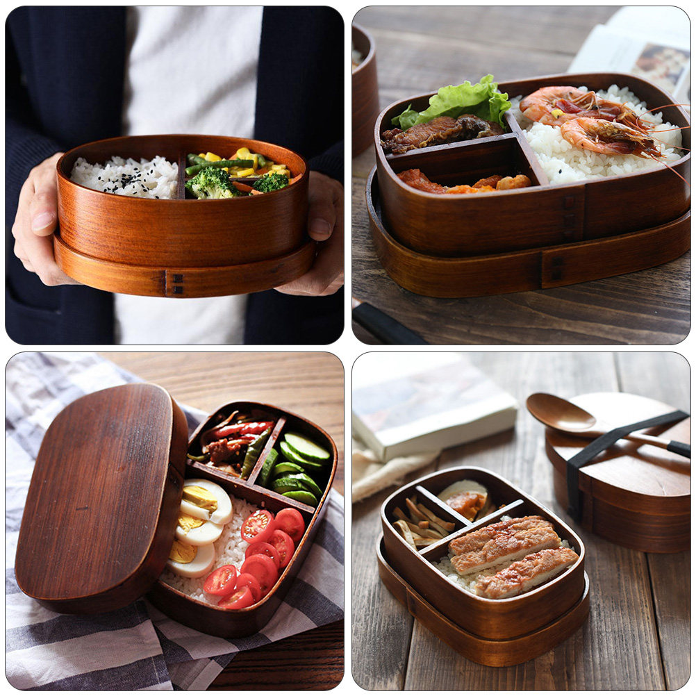 일본식 나무 도시락통 1개, 단층 분리형 디자인, 휴대 - Meal Prep Japanese Food 리뷰 및 가격