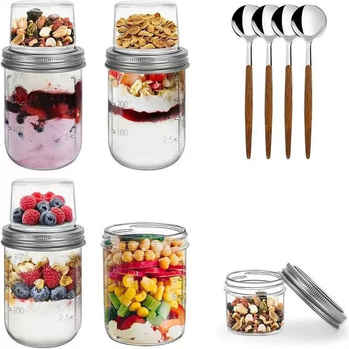 BAAE 오버나이트 오트 컨테이너(뚜껑 포함), 건식  - Meal Prep Overnight Oats 리뷰 및 가격