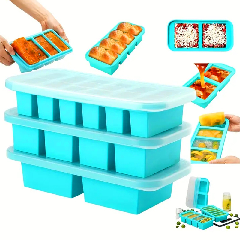 뚜껑이 있는 2 또는 3구 실리콘 냉동 트레이 몰드,  - Meal Prep List 리뷰 및 가격