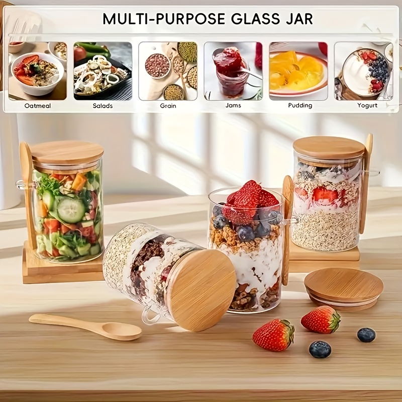 1/2/4/8개입 오트밀 유리컵 세트, 뚜껑과 스푼 포 - Meal Prep Glass Containers 리뷰 및 가격