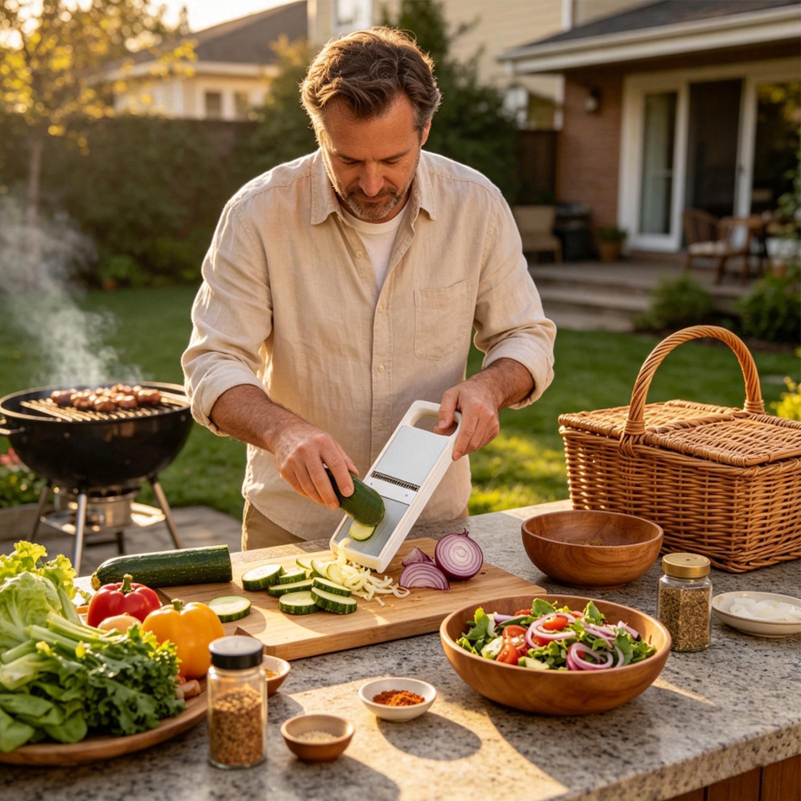 인체공학적 디자인의 휴대용 야채 커터, 안전한 수동 식 - Meal Prep Manual 리뷰 및 가격