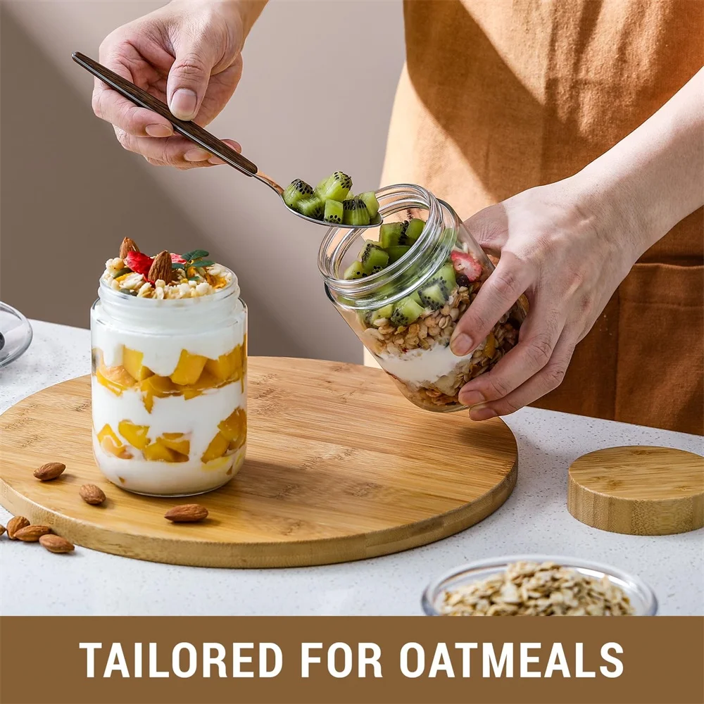 예스4 팩 16온스 오버나이트 오트밀 용기(대나무 뚜껑 - Meal Prep Overnight Oats 리뷰 및 가격