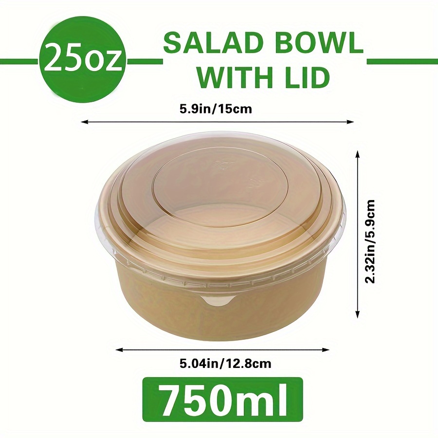 25온스/750ml 25/50팩 종이 그릇 뚜껑 포함, - Meal Prep List 리뷰 및 가격