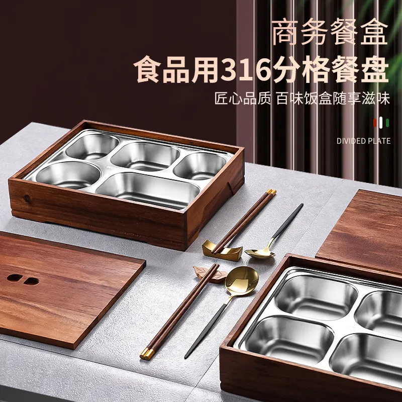 블랙 월넛 도시락 세트(칸막이 접시 포함) 일본/한국  - Meal Prep Japanese Food 리뷰 및 가격
