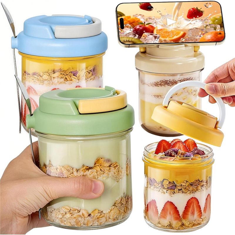 KYCOR-오버나이트 오트밀 용기(뚜껑과 스푼 포함)  - Meal Prep Overnight Oats 리뷰 및 가격