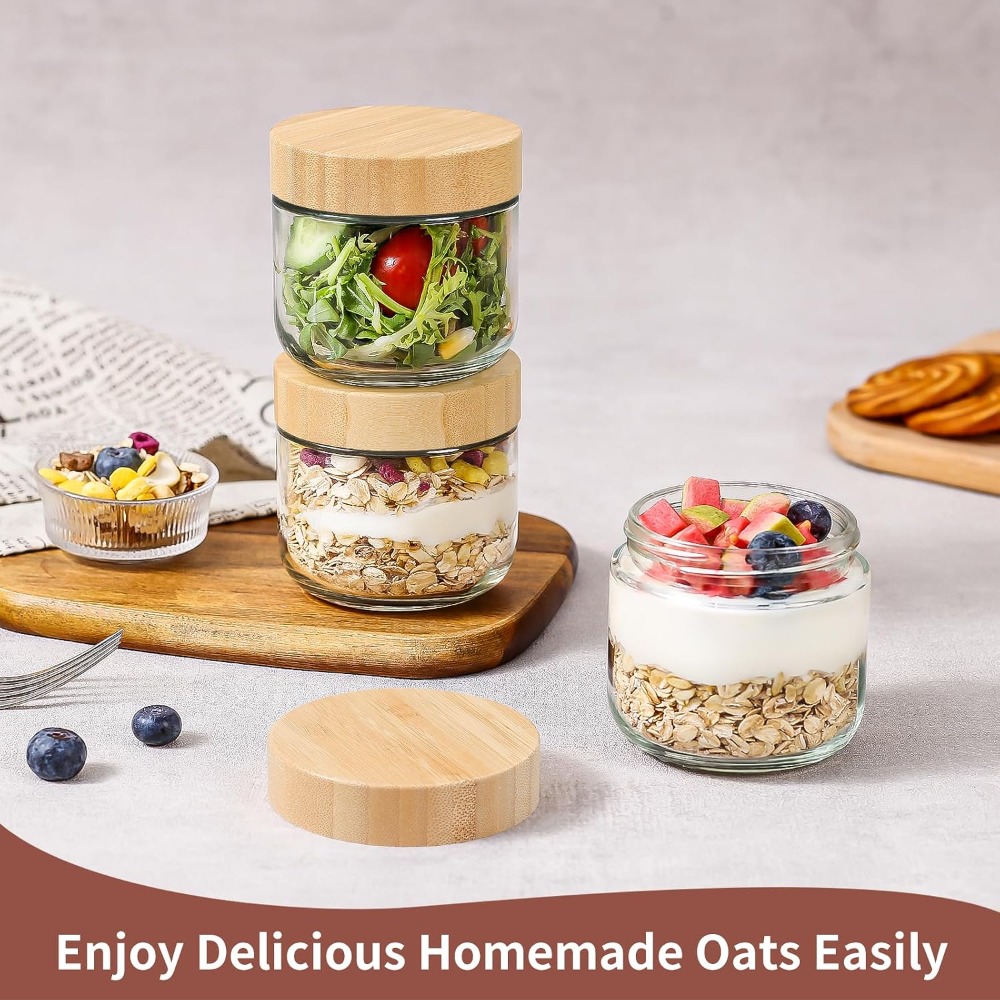 10온스 오버나이트 오트밀 용기(대나무 뚜껑 포함) - - Meal Prep Overnight Oats 리뷰 및 가격